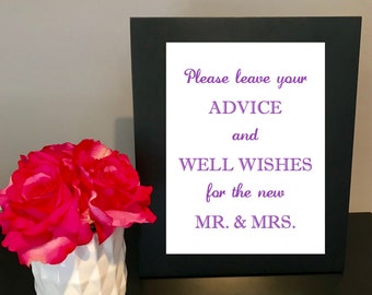 DIGITAL Advice and Well Wishes For The New Mr. and Mrs. Wedding Sign