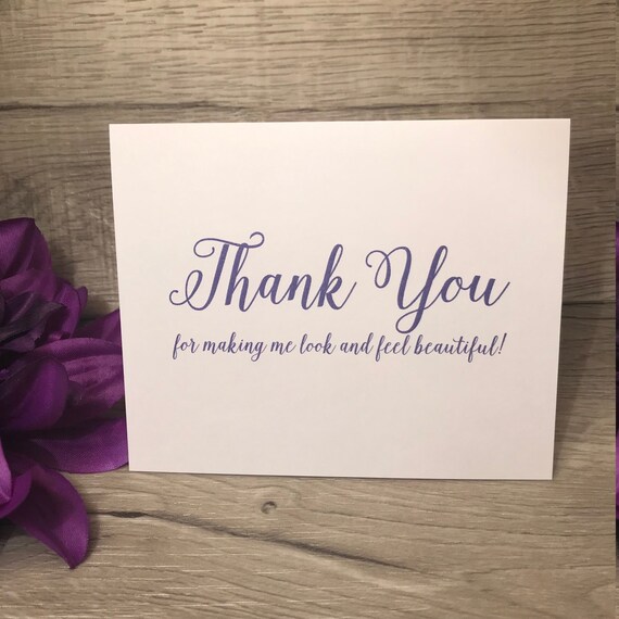 Makeup Hair Stylist Wedding Thank You Card Making Me Look Etsy
