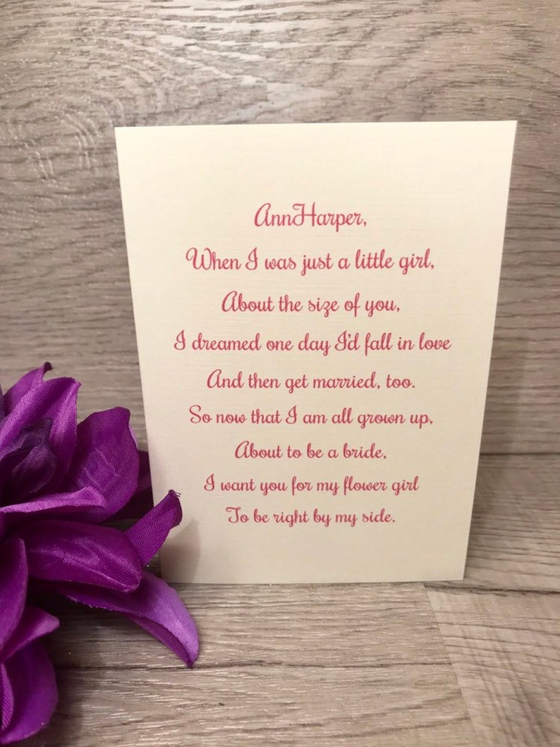 Flower Girl Poem Wedding Card Will You Be My Flower Girl Etsy