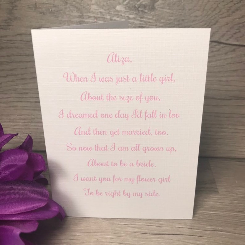 Flower Girl Poem Wedding Card Will You Be My Flower Girl Etsy