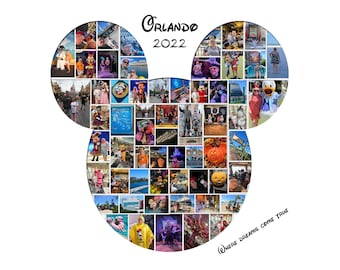Collage de fotos personalizado con forma de orejas de Mickey Mouse. Solo descarga digital.