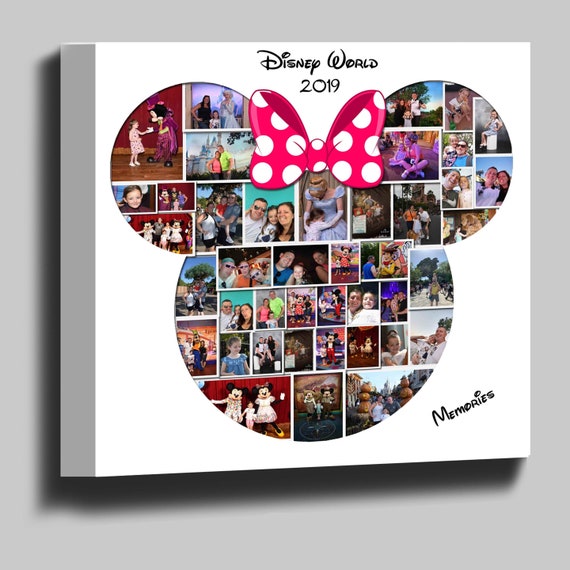 Divertidas orejas de Minnie Mouse forma collage de fotos personalizado,  impresión de lienzo enmarcado en caja de montaje listo para colgar -   México