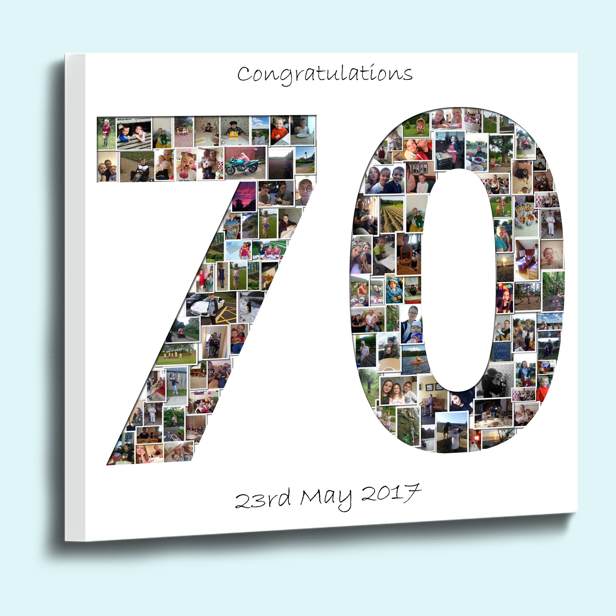 Personalised number shape photo collage box framed canvas Etsy