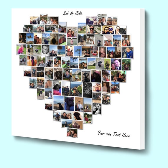 photo canvas Print Personalised Heart Shape Collage Canvas 