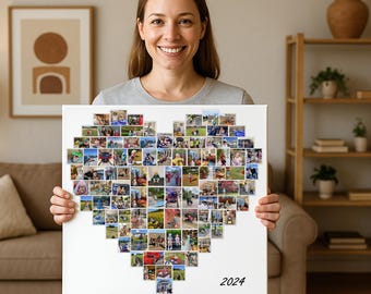 Edenpack Personalised Collage Canvas Photo Prints With Your Family Pets Kids Framed Birthday Christmas Anniversary Wedding Custom Picture Valentine's Day Gifts For Couples