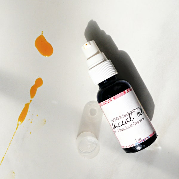 coQ10 & Sea Buckthorn Vegan Facial Oil | Organic Face Oil | Herbal Anti Aging Moisturizer | Rosehip Firming Oil