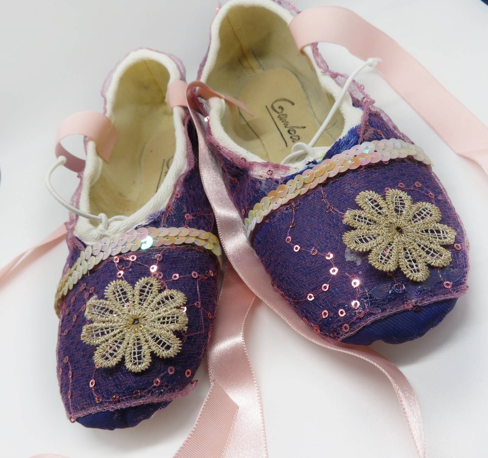Decorated soft ballet shoes size 6.5 Gamba Etsy