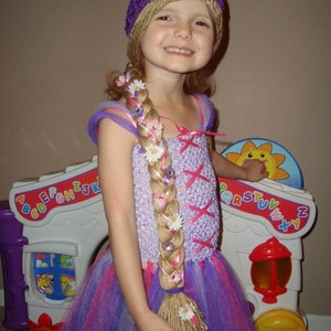 Rapunzel inspired Wig Hat, Purple hat with Blonde braid, Halloween costume hat, fall/autumn hat, cute and unique hat!