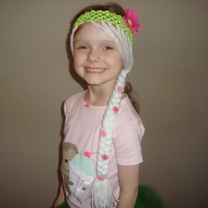 Elsa Frozen Fever inspired braid wig headband with flower clip!