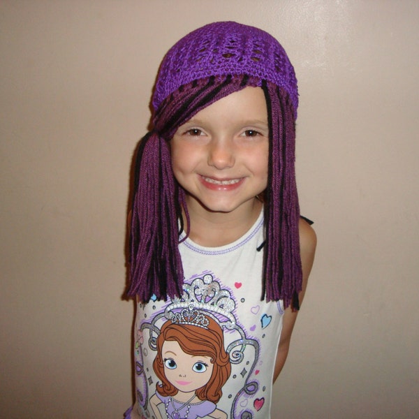 Mal Descendants inspired wig hat, great for costumes and dress up!