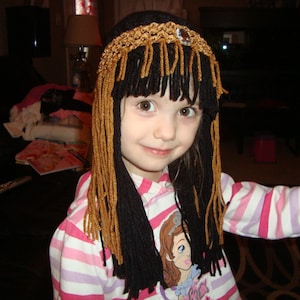 Cleopatra inspired wig hat and headband, great for costumes and dress up!