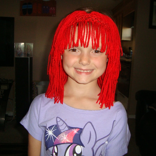 Strawberry Shortcake/Raggedy Ann inspired Wig Headband, Great for Halloween, Birthdays, Christmas, and Dress up