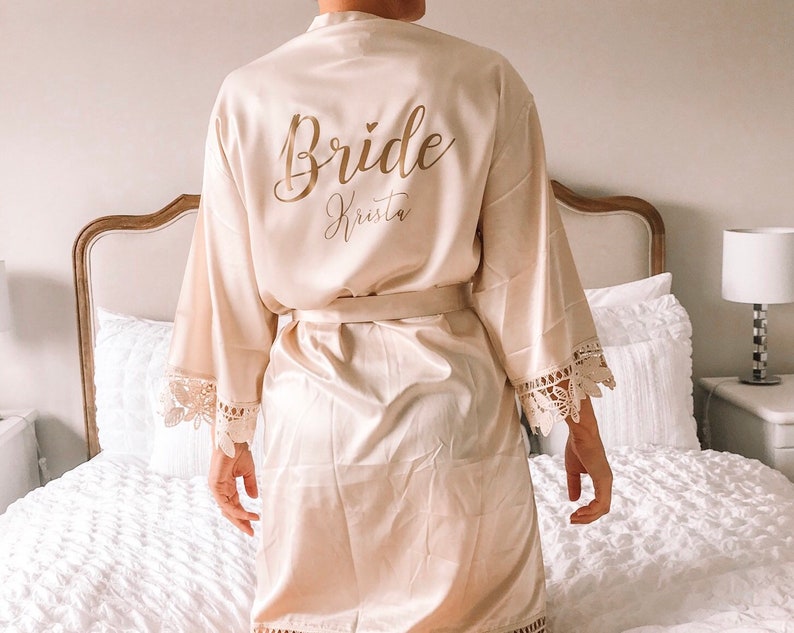 Personalised Bride Robe Personalised Bridesmaid Robe Satin | Etsy