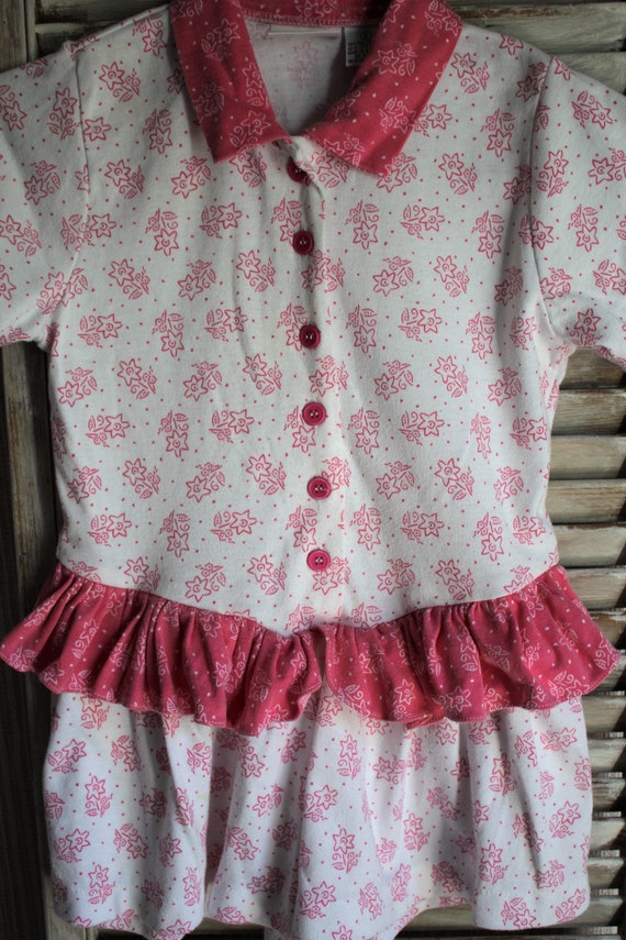 Vintage white pink floral print, little girls sum… - image 7