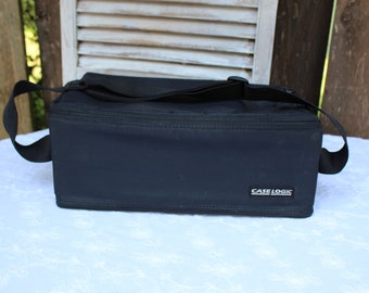 Vintage/black/cassette/case/carrier/with straps. Case Logic. Made in U.S.A. Carries 60 cassettes. 1980s. Cool case!!