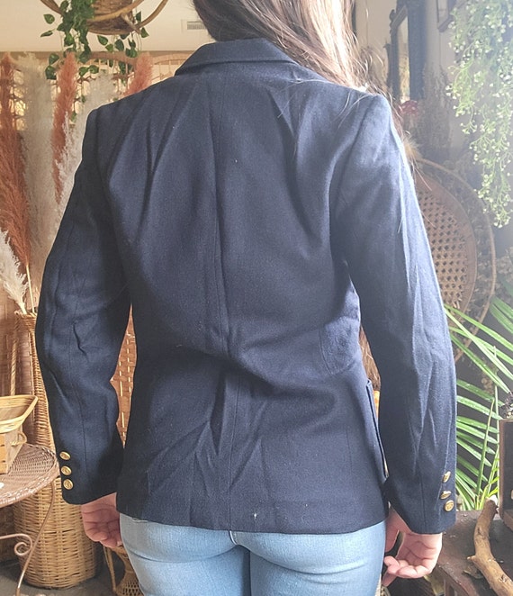 Vintage dark blue thick heavy wool jacket. Person… - image 6