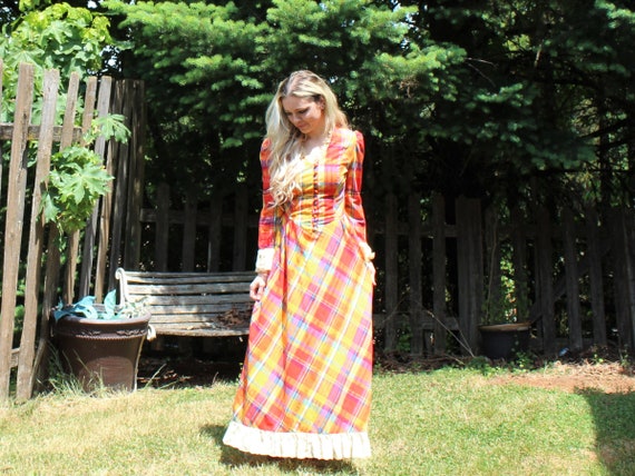 Vintage! Dress! Clancy JRS California. Orange/blue