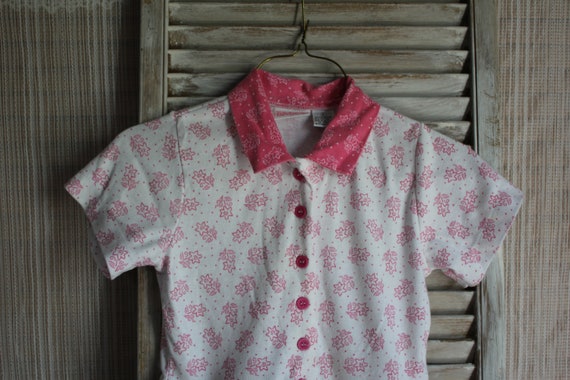 Vintage white pink floral print, little girls sum… - image 4