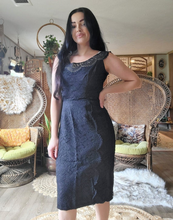 Vintage black lace bridesmaids prom party dress. … - image 1