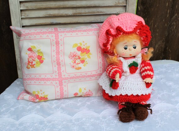 Vintage Handmade Strawberry Shortcake Doll Pillow Crochet Etsy