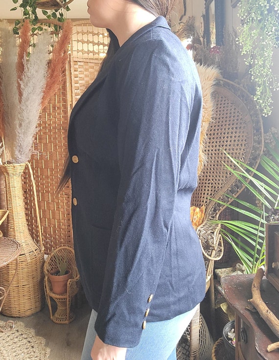Vintage dark blue thick heavy wool jacket. Person… - image 7