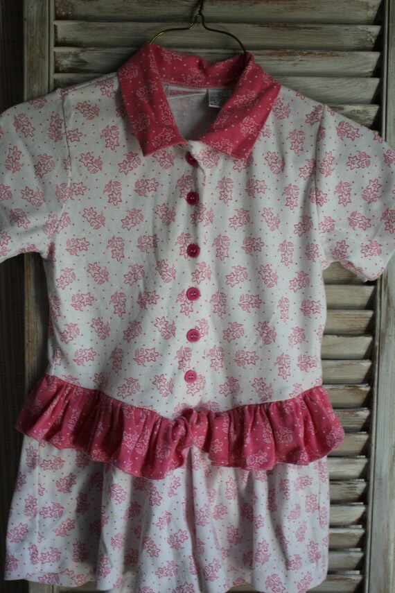 Vintage white pink floral print, little girls sum… - image 2