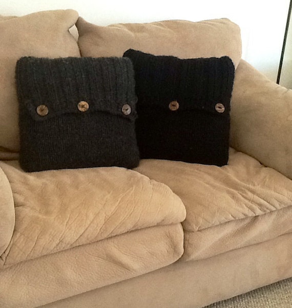 Items similar to Pillow cover hand knitted 18 x 18 on Etsy