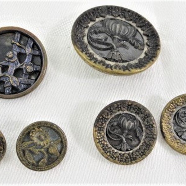 Final price! Victorian button lot of 9.  Metal picture buttons variety. Beautiful!
