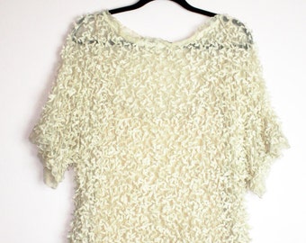 80s | Feathery Batwing Oversized Top w/Slip Dress