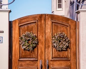 Decorative Door Photography 8x10 Metallic Print Architecture Wooden Entrance Gate Orange Doorway - Wooden Door