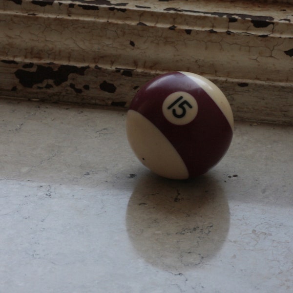 Lucky Number 15 Maroon Vintage Billiard Pool Ball