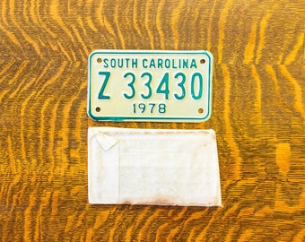 1978 South Carolina Motorcycle License Plate Vintage Wall Hanging Decor