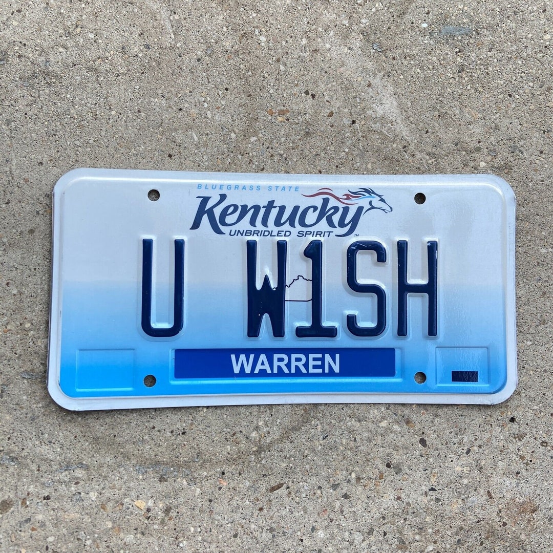 2005 Kentucky Vanity License Plate KY U W1SH You Wish Joke Fun Gag Gift
