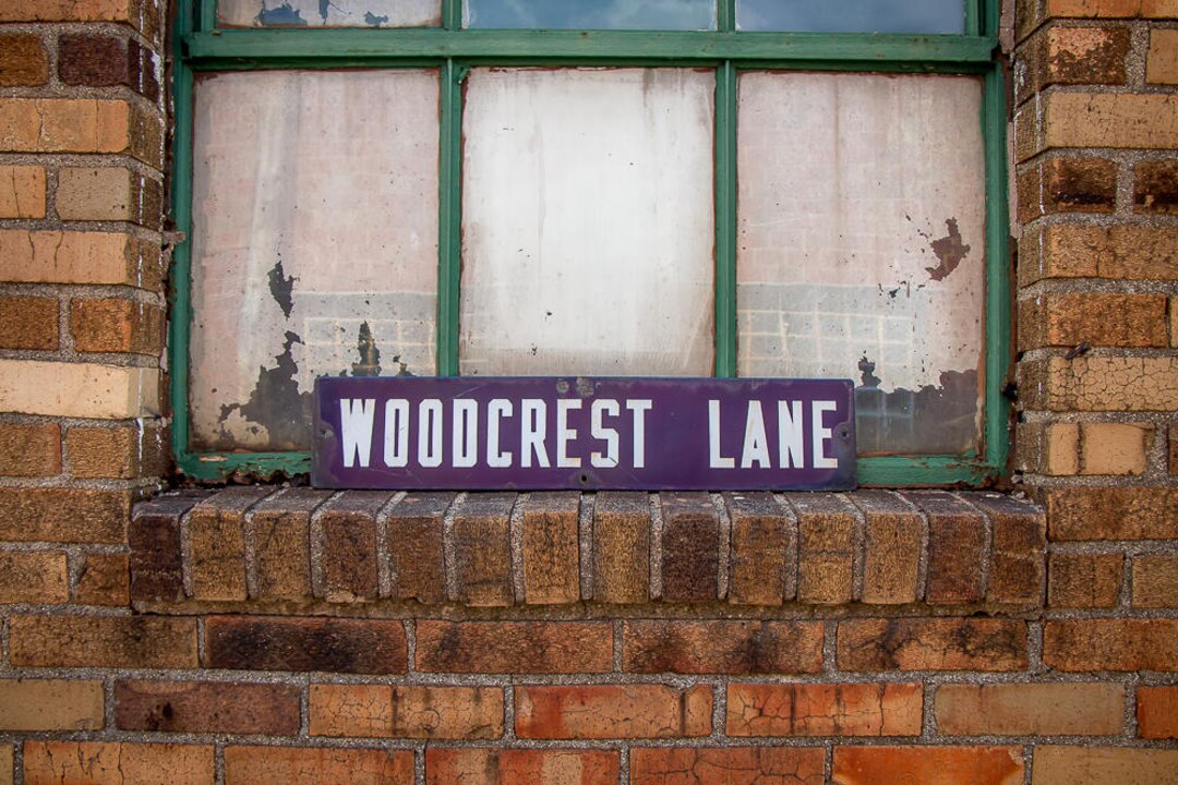 Woodcrest Lane Blue Enamel Street Sign Vintage Porcelain Wall Decor Etsy
