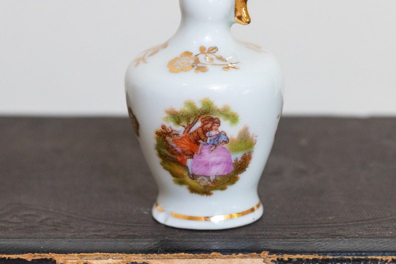 Limoges Lovers Gilt Pitcher Vintage Golden Porcelain Decor Etsy