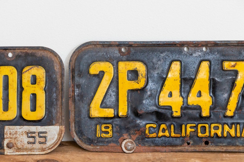 California 1951 License Plate Pair Vintage 1955 Wall Hanging | Etsy