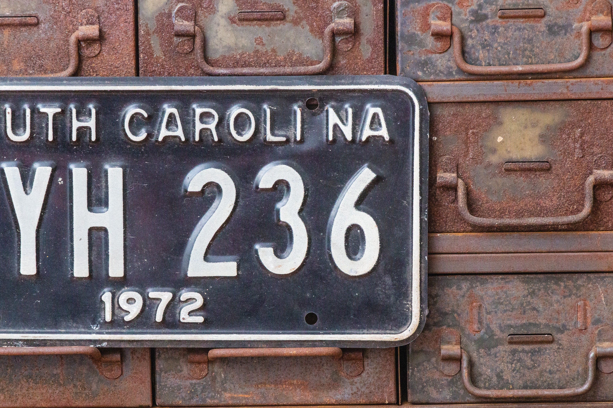 South Carolina 1972 License Plate Vintage Black and White Wall | Etsy