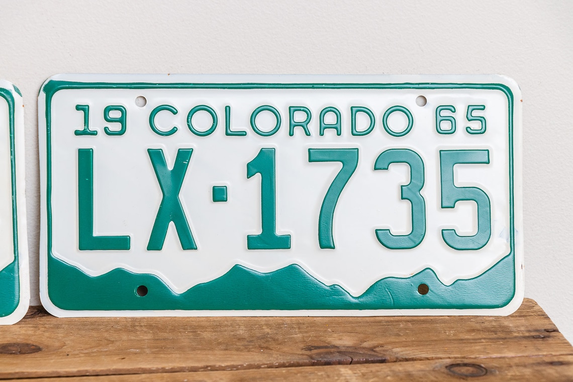 Colorado 1965 License Plate Pair Vintage White CO Wall Hanging Etsy