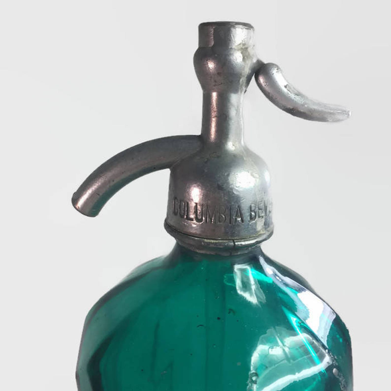 Aqua Paneled Sparkling Seltzer Water Bottle Vintage Barware Etsy