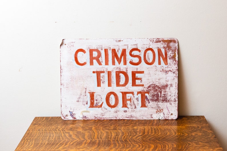 Crimson Tide Loft Vintage Alabama Sign Painted Metal Wall Decor image 7