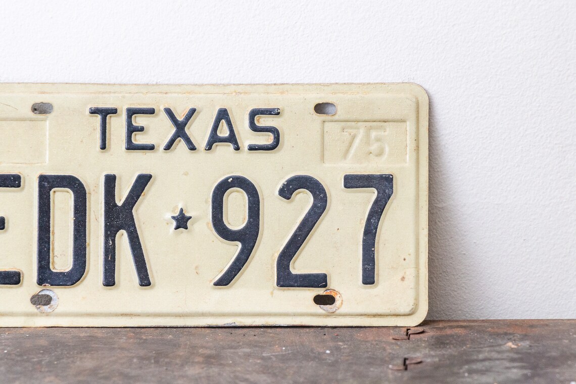 Texas 1975 License Plate Vintage Black and White Wall Decor Etsy