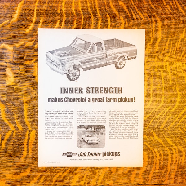 1968 Chevy Pickup Truck Vintage Collectible Paper Ephemera Classic Car Magazine Ad