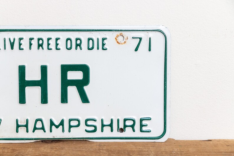 HR Initials New Hampshire 1971 Vanity License Plate Vintage NH Etsy