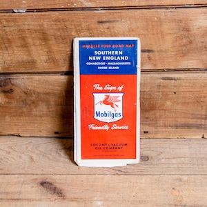 Mobilgas New England Map Vintage Socony-Vacuum Oil Company Road Map