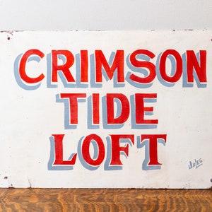 Crimson Tide Loft Vintage Alabama Sign Painted Metal Wall Decor image 2