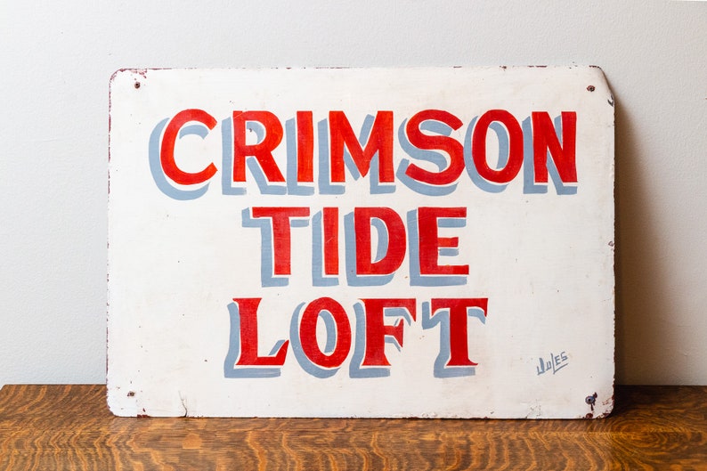 Crimson Tide Loft Vintage Alabama Sign Painted Metal Wall Decor image 2