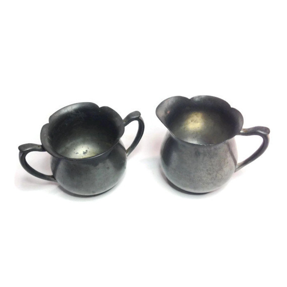 Colonial Pewter Sugar and Creamer With p Initial Etsy