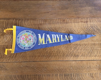 State of maryland felt pennant vintage blue wall decor