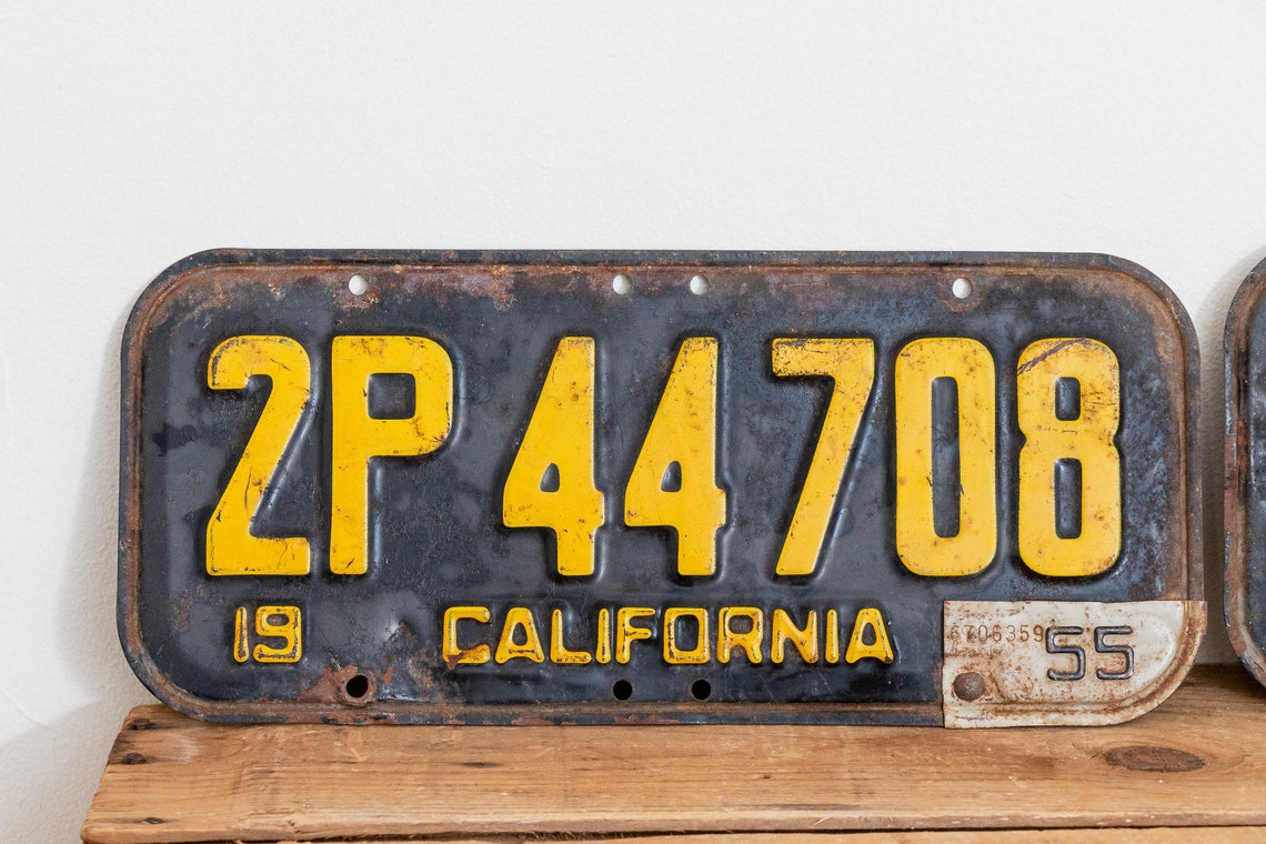 California 1951 License Plate Pair Vintage 1955 Wall Hanging | Etsy