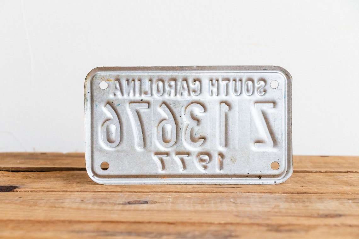 South Carolina 1977 Motorcycle License Plate Vintage Wall Etsy